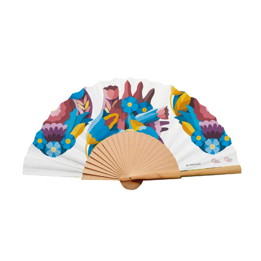 Abanico de algodón y madera