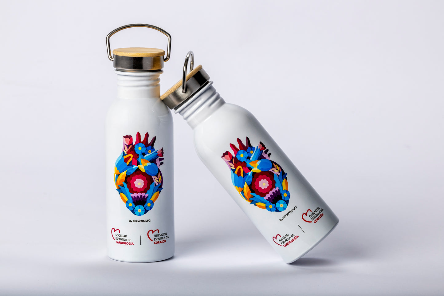 Botella de acero con tapa de bambú