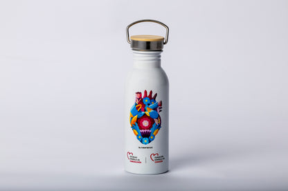 Botella de acero inoxidable 750 ml con tapa de bambú reutilizable