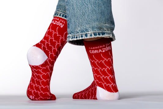 Calcetines rojos y blancos " Carrera del Corazón"