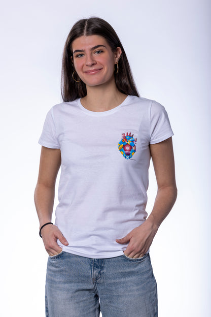 Camiseta blanca mujer corazón | Algodón ecológico