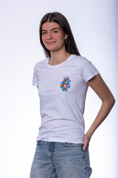 Camiseta blanca mujer corazón | Algodón ecológico