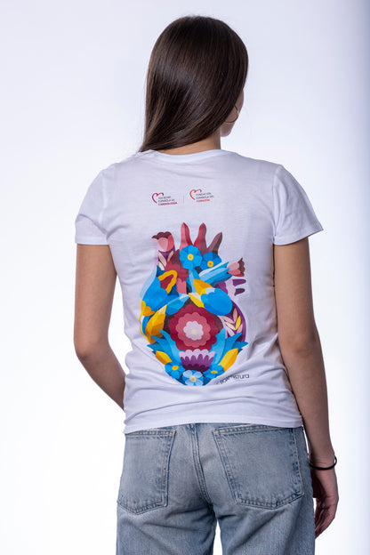 Camiseta blanca mujer corazón | Algodón ecológico