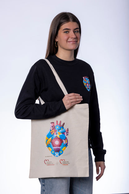Bolsa de algodón ecológica reutilizable con asas largas